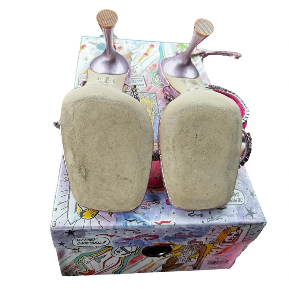 Jeffery Campbell Free People Gatsby Colorful Rhinestone Lilac Heels Size 8 - Picture 5 of 5